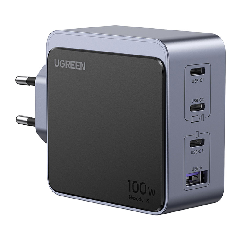 UGREEN Nexode S (Air) fali töltő, 100W, 3x USB-C, USB (szürke)